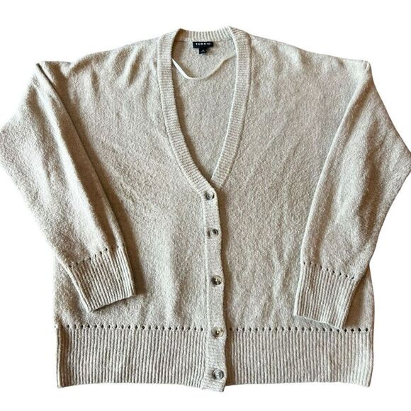 Torrid Knit Soft Long Sleeve Button Front V-Neck Cardigan Sweater Cream Size 0 - Picture 1 of 5